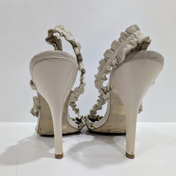 BCBGeneration Cream Ruffle Stiletto Heels - Picture 5 of 10